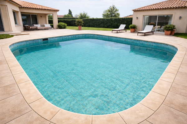 Piscine décapée avec aérogommage
